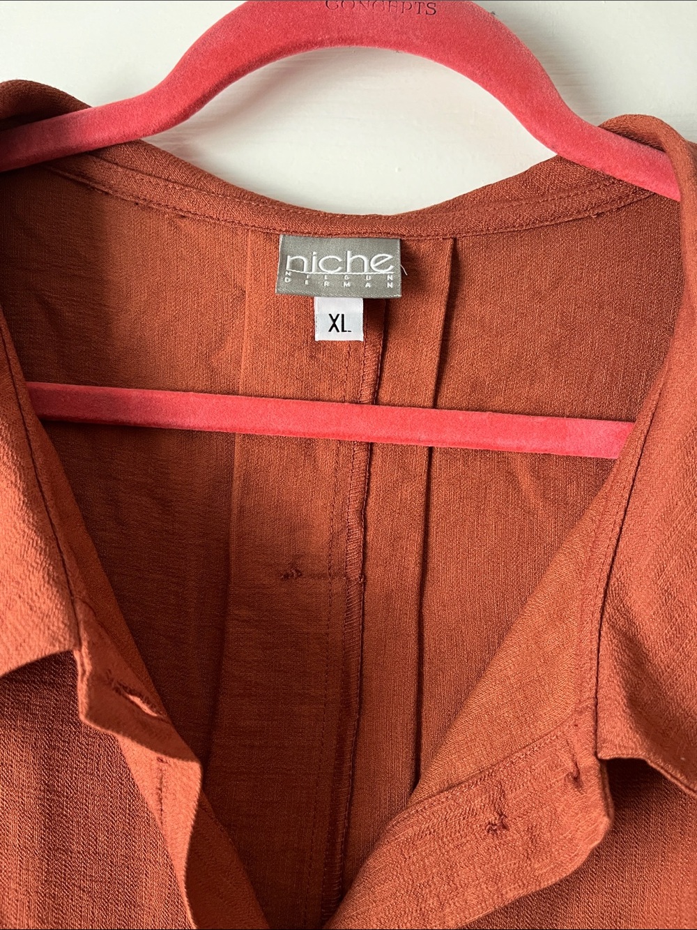 Niche Rust Button-Front Collared Tunic - Picture 2 of 5